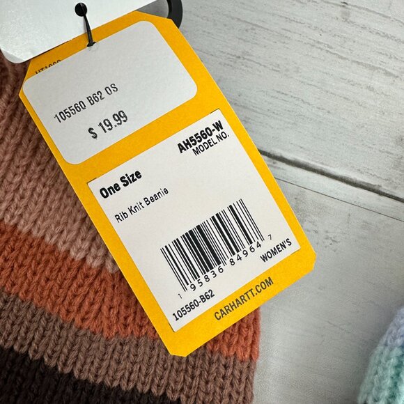 Lot of 2 Carhartt Rib Knit Beanie Pink /white Stripe Women's NEW Hat OS - Picture 5 of 7